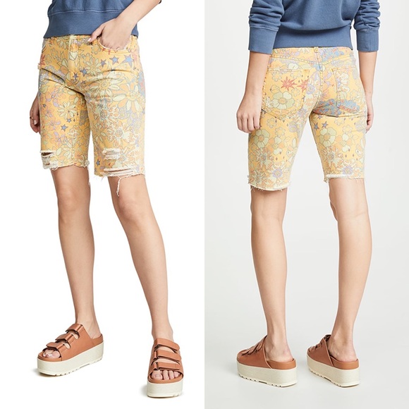 Free People Pants - Free People Alani Print Long Cutoff Shorts Size 25